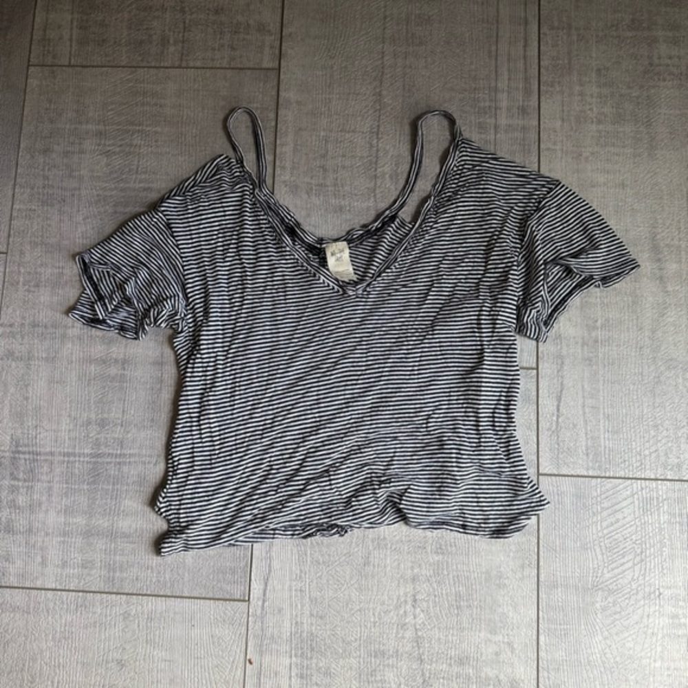We The Free Striped Cold Shoulder Tee